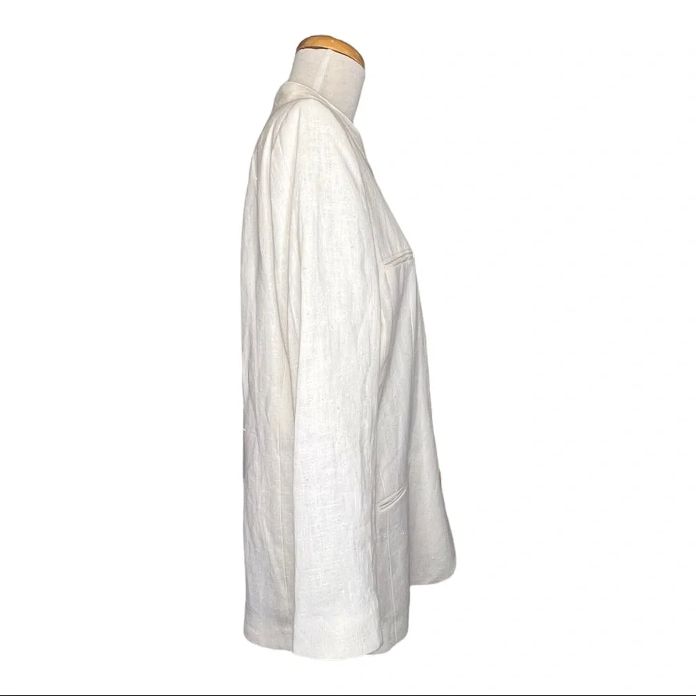 Harvé Benard By Benard Holtzman Vintage Womens Linen Kimono Jacket Ivory Size 10